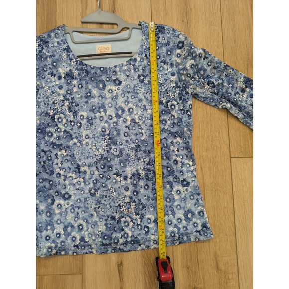 Floral Blue Long-Sleeve Top by Cleo - Picture 2 of 6